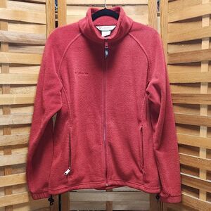 Columbia Dark Red Fleece Jacket Women L Full Zipper Polyester
